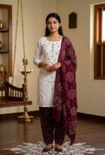 Kutch Bandhej Suit Set with Bandhej Dupatta and Bandhej Bottom Traditional Ethnic Unstitched Dress Material