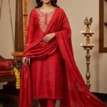 Maslin Cotton Suit Set with Maslin Cotton Dupatta and Tapeta Bottom Elegant Embroidered Unstitched Dress Material