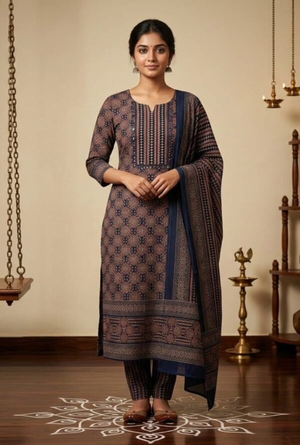 Pure All Cotton Suit Set with Printed Cotton Dupatta and Cotton Bottom  Embroidered Unstitched Dress Material