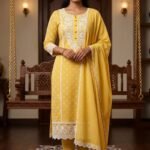 Pure All Cotton Suit Set with Printed Cotton Dupatta and Cotton Bottom Elegant Embroidered Unstitched Dress Material