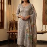 Pure All Cotton Suit Set with Printed Cotton Dupatta and Cotton Bottom Elegant Embroidered Unstitched Dress Material