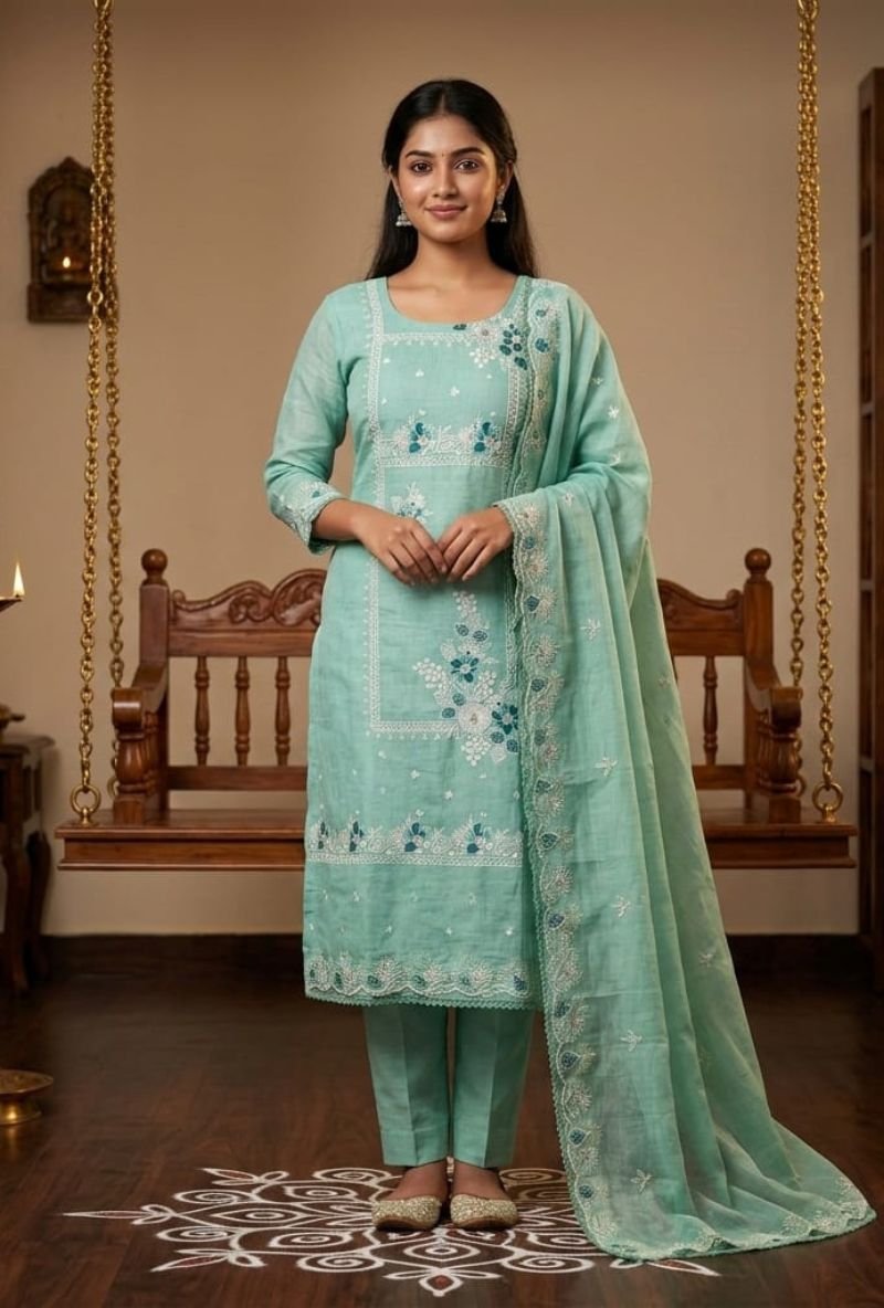 Untitled design (5) Jamdani Cotton Suit with Jamdani Cotton Dupatta and Tapeta Bottom - Image 1