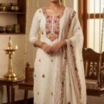 Kota Tissue Suit Set with Kota Tissue Dupatta and Cotton Bottom Elegant Embroidered Ethnic Unstitched Dress Material