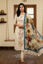 Linen Cotton Suit with Linen Cotton Dupatta and Tapeta Bottom