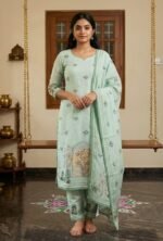 Linen Cotton Suit with Linen Cotton Dupatta and Tapeta Bottom