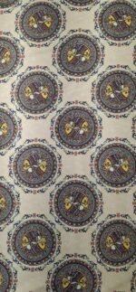 Grey Cotton Madhubani Printed Fabric