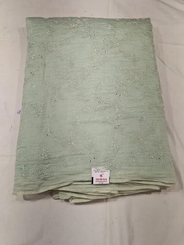 Mal Silk Moti Work Fabric Premium Embroidered Designer Ethnic Dress Material