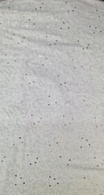 White Georgette Chikankari Fabric with Mukesh Work Premium Designer Ethnic Dress Material - Image 2