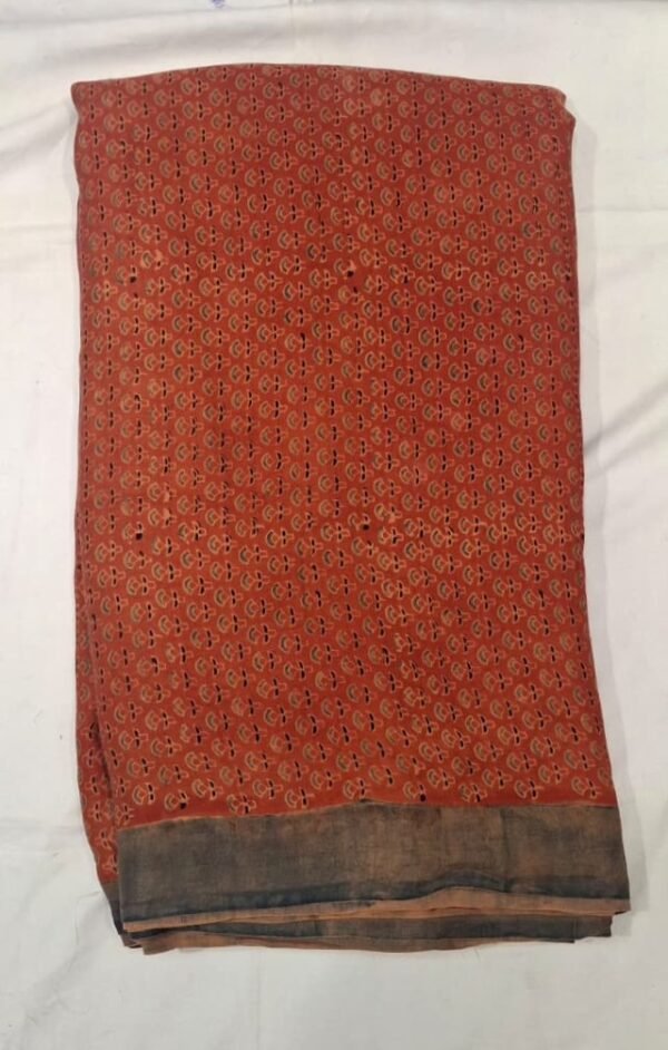 Rust Orange Pure Gaji Silk Fabric