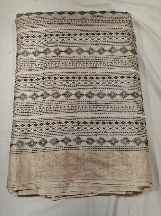 Beige Tussar Silk