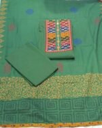 Pure All Cotton Suit Set with Printed Cotton Dupatta and Cotton Bottom Elegant Embroidered Unstitched Dress Material - Image 2