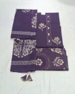 Pure All Cotton Suit Set with Printed Cotton Dupatta and Cotton Bottom Elegant Embroidered Unstitched Dress Material - Image 3