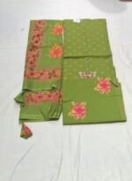 Pure All Cotton Suit Set with Printed Cotton Dupatta and Cotton Bottom Elegant Embroidered Unstitched Dress Material - Image 3