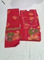 Pure All Cotton Suit Set with Printed Cotton Dupatta and Cotton Bottom Elegant Embroidered Unstitched Dress Material - Image 4