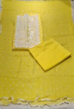 Pure All Cotton Suit Set with Printed Cotton Dupatta and Cotton Bottom Elegant Embroidered Unstitched Dress Material - Image 2