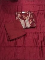 Maslin Cotton Suit Set with Maslin Cotton Dupatta and Tapeta Bottom Elegant Embroidered Unstitched Dress Material - Image 2