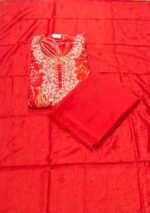 Maslin Cotton Suit Set with Maslin Cotton Dupatta and Tapeta Bottom Elegant Embroidered Unstitched Dress Material - Image 2