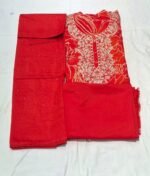 Maslin Cotton Suit Set with Maslin Cotton Dupatta and Tapeta Bottom Elegant Embroidered Unstitched Dress Material - Image 3