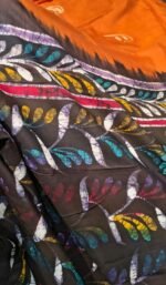 Maslin Cotton Saree with Designer Check Pattern and Printed Border - Image 3