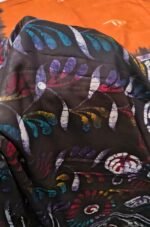 Maslin Cotton Saree with Designer Check Pattern and Printed Border - Image 4