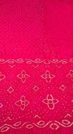 Garhwal Silk Saree with Bandhej Style Handwork and Floral Woven Designer Border - Image 4