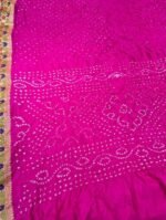 Garhwal Silk Saree with Bandhej Style Handwork and Floral Woven Designer Border - Image 2