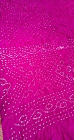 Garhwal Silk Saree with Bandhej Style Handwork and Floral Woven Designer Border - Image 3