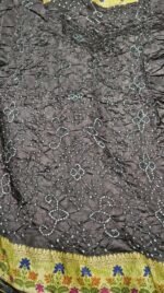 Garhwal Silk Saree with Bandhej Style Handwork and Floral Woven Designer Border - Image 3