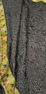 Garhwal Silk Saree with Bandhej Style Handwork and Floral Woven Designer Border - Image 4