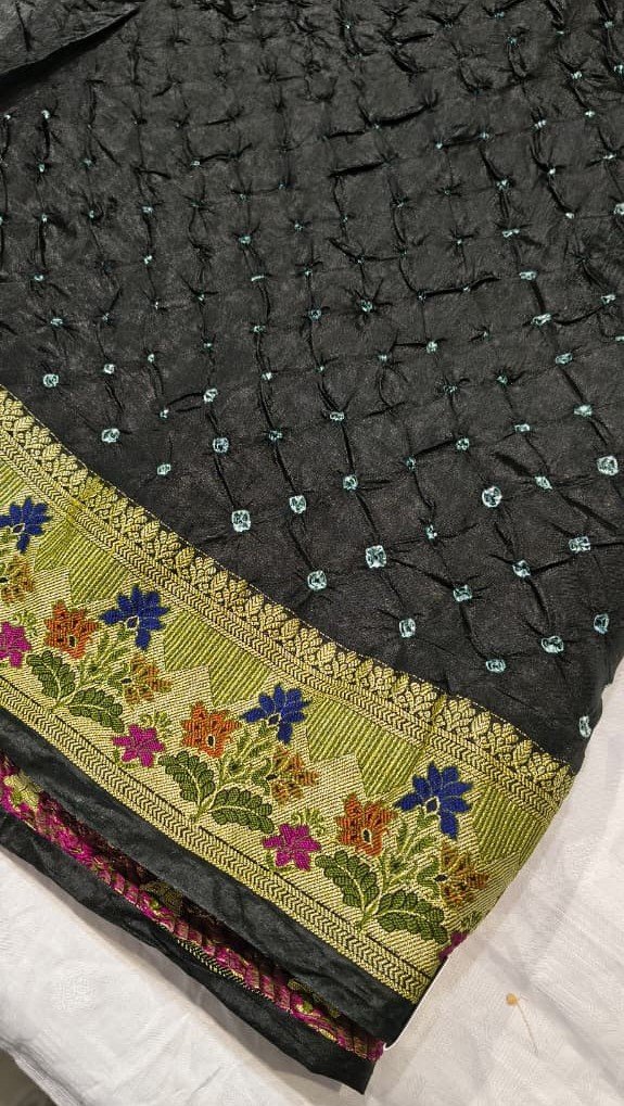 WhatsApp Image 2026-03-10 at 12.18.50 PM Garhwal Silk Saree with Bandhej Style Handwork and Floral Woven Designer Border - Image 1