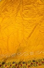 Garhwal Silk Saree with Bandhej Style Handwork and Floral Woven Designer Border - Image 6