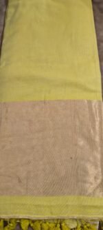 Chennai Cotton Saree with Golden Border and Tassel Pallu - Image 3