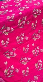 Linen Cotton Saree with Elegant Floral Border Design - Image 2