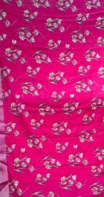 Linen Cotton Saree with Elegant Floral Border Design - Image 3