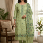 Elegant Jamdani Cotton Suit with Dupatta & Cotton Bottom - Premium 3 Piece Set