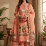 Elegant Jamdani Cotton Suit with Dupatta & Cotton Bottom - Premium 3 Piece Set