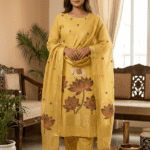 Elegant Jamdani Cotton Suit with Dupatta & Cotton Bottom - Premium 3 Piece Set