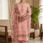 Elegant Jamdani Cotton Suit with Dupatta & Cotton Bottom - Premium 3 Piece Set