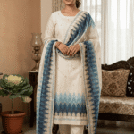 Elegant Jamdani Cotton Suit with Dupatta & Cotton Bottom - Premium 3 Piece Set