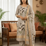 Elegant Jamdani Cotton Suit with Dupatta & Cotton Bottom - Premium 3 Piece Set
