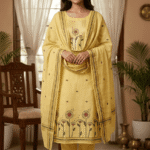 Elegant Jamdani Cotton Suit with Dupatta & Cotton Bottom - Premium 3 Piece Set