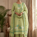 Elegant Jamdani Cotton Suit with Dupatta & Cotton Bottom - Premium 3 Piece Set