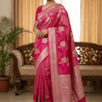 Premium Leeba Cotton Saree with Floral Print & Tassel Pallu